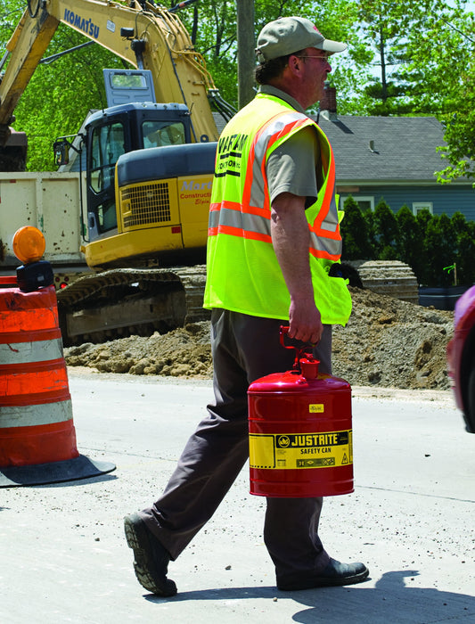 Justrite 7150100 Type I Steel Safety Can for Flammables, 5 gallon, Red