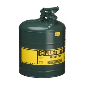 Justrite 7150400 Type I Steel Safety Can for Oil, 5 Gallon, Green
