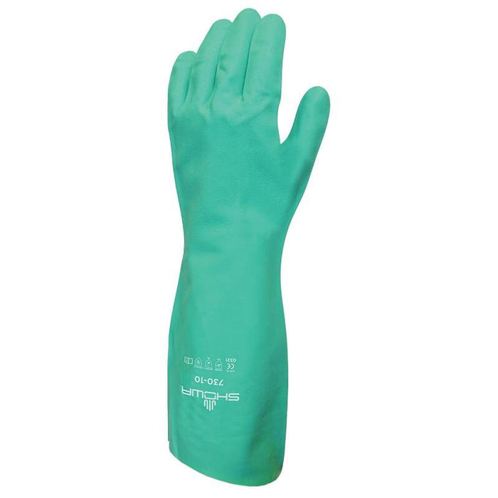 Showa 730 Cotton Flock Lined Chemical Resistant, Nitrile Gloves