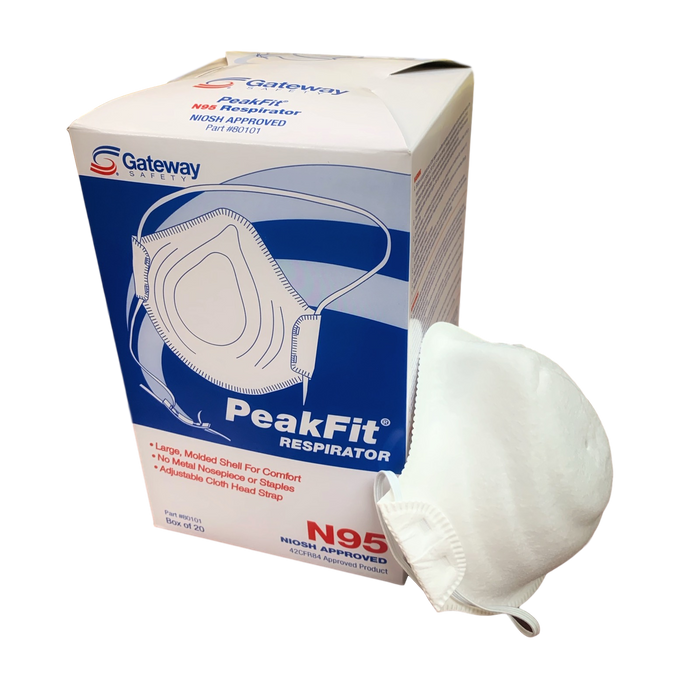Gateway Safety Peakfit Particulate Respirator N95 Mask, 80101, 20 Masks per Box