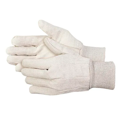 8oz White Cotton Canvas Work Gloves with Clute Pattern, Straight Thumb and Knit Wrist, Size Large (12 Pairs)