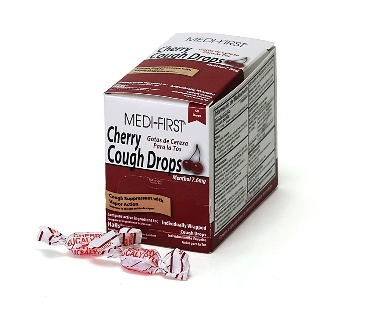 MediFirst Cherry Cough Drops, 50 Drops — ASA Safety Supply