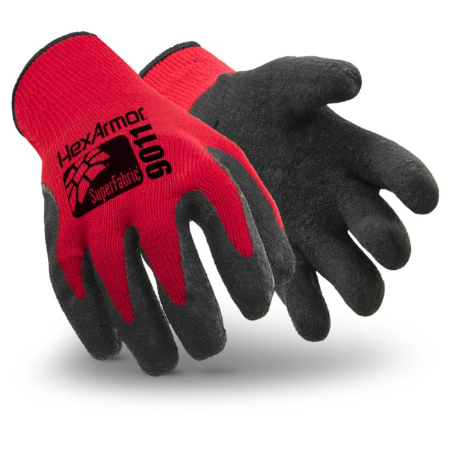 Hexarmor 9011, ANSI A7 Cut Resistant Glove, Red Cotton Shell & Wrinkle Rubber Palm Coating (1 Pair)