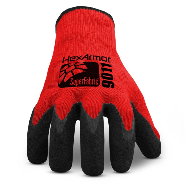 Hexarmor 9011, ANSI A7 Cut Resistant Glove, Red Cotton Shell & Wrinkle Rubber Palm Coating (1 Pair)