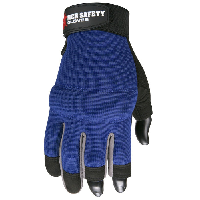MCR Safety 902 Fasguard Synthetic Leather Work Gloves with 3 Fingerless Design Multi-Task Mechanics Glove (1 Pair)