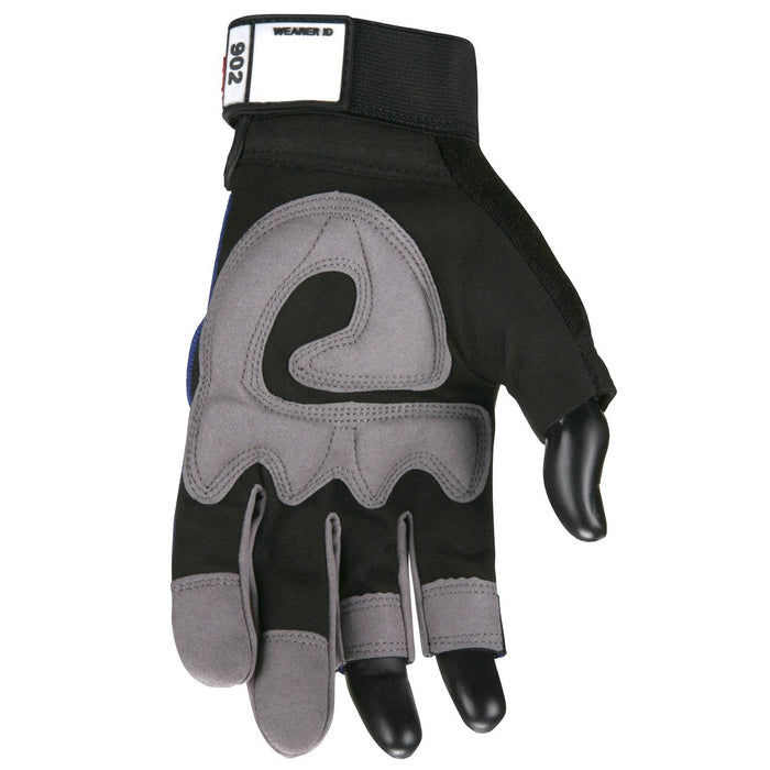 MCR Safety 902 Fasguard Synthetic Leather Work Gloves with 3 Fingerless Design Multi-Task Mechanics Glove (1 Pair)