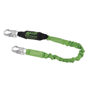 Miller StretchStop Lanyard with SofStop Shock Absorber and Locking Snap Hooks, 6' Length