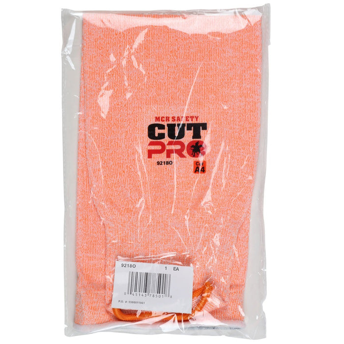 ANSI A4 Cut Resistant 20 Inch Sleeve, 13 Guage Hypermax Fiber, Silicone Bicep Grip Pads, Hi-Vis Orange, 9218O