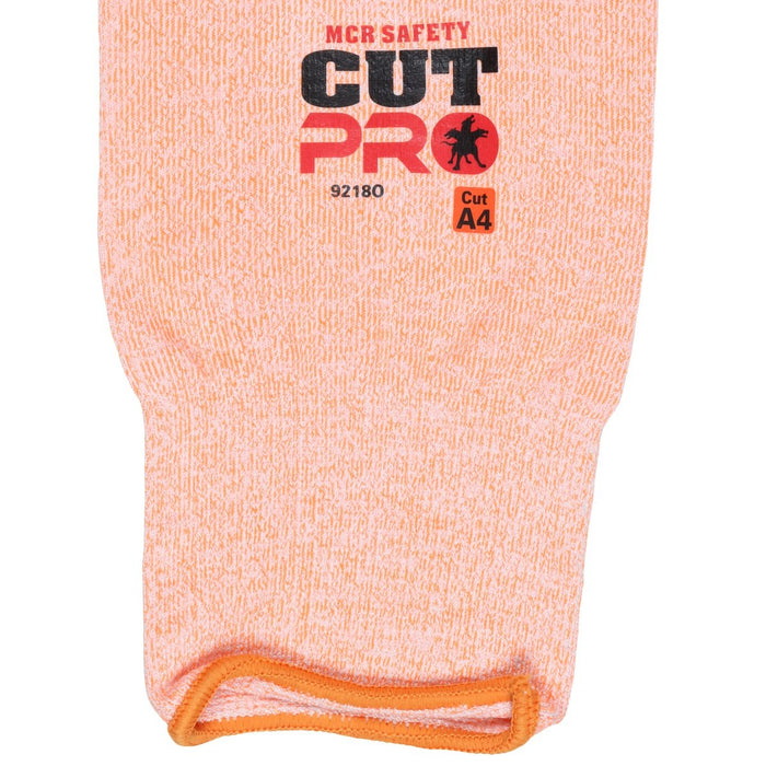 ANSI A4 Cut Resistant 20 Inch Sleeve, 13 Guage Hypermax Fiber, Silicone Bicep Grip Pads, Hi-Vis Orange, 9218O