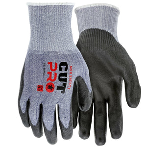 ANSI A3 Cut Pro / Cut Resistant Gloves, 15 Gauge Hypermax Shell, Cut, Abrasion and Puncture Resistant Work Gloves with Polyurethane (PU) Coated Palm and Fingertips, 92715PU