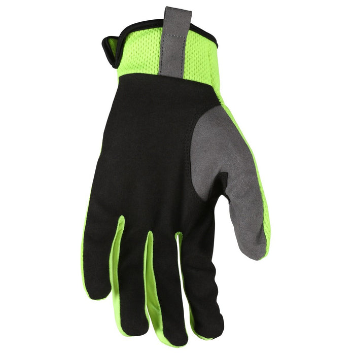 MCR Safety HyperFit Mechanics Style Work Gloves with Synthetic Leather Palm, Slip on Cuff (1 Pair)