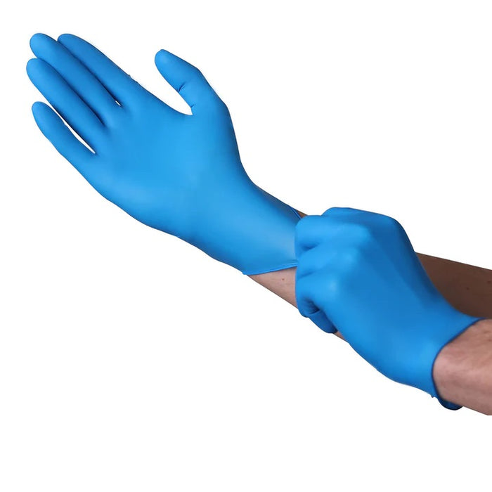 VGuard A18A1 Blue Nitrile Powder Free Exam Gloves, 4 MIL, Chemo Rated (100 Gloves per Box)