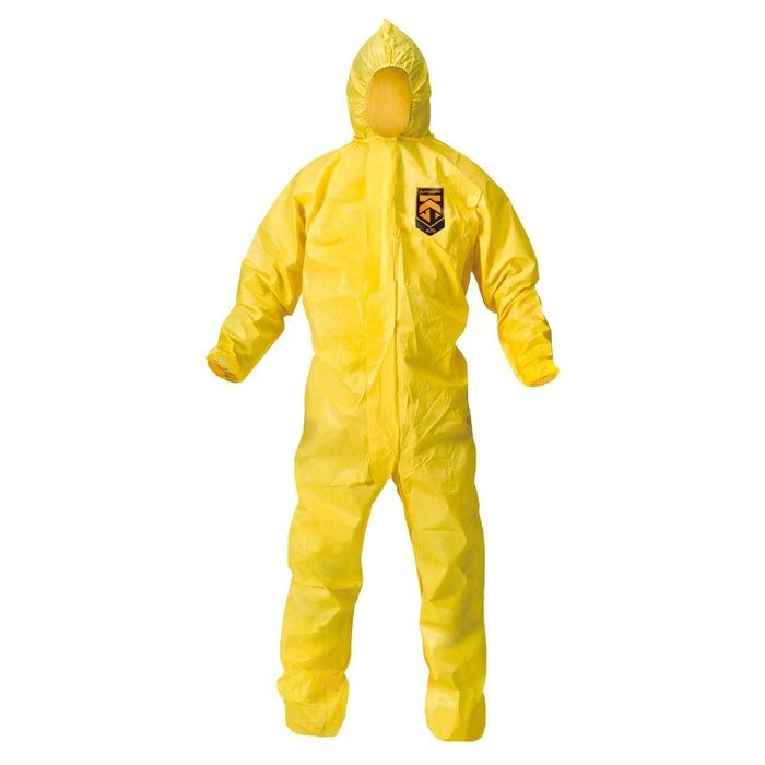 Kleenguard A70 Liquid and Particle Protection Disposable Yellow Coveralls, Zipper Front with Elastic Wrist, Ankles and Hood (12 Per Case)