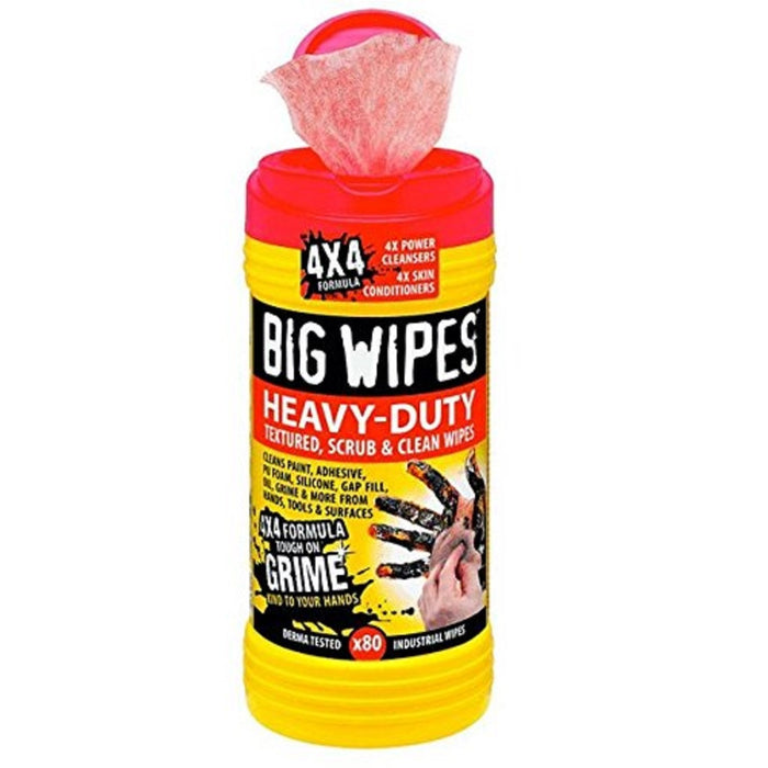 Big Wipes Heavy Duty 4 x 4 Dual Side Cleaning Wipes, 80 Wipes per Tub