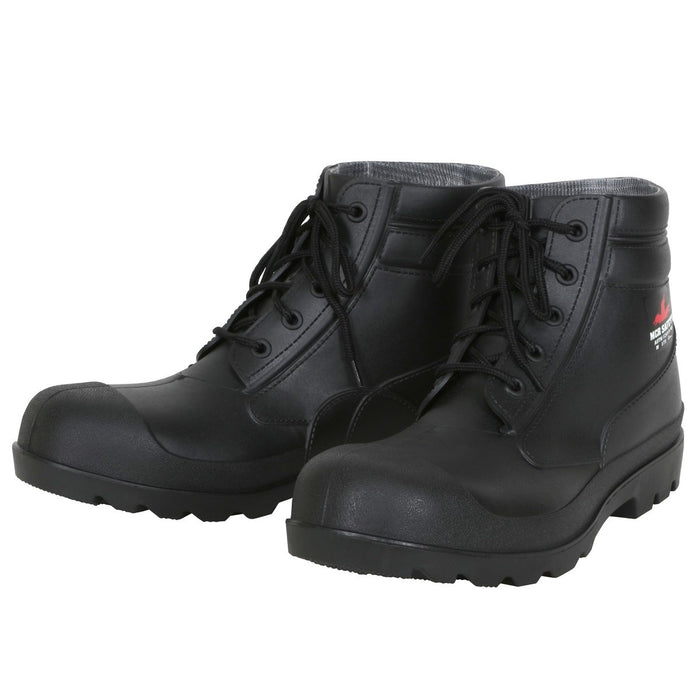 Black 6 Inch PVC Work Boots with Lace-Up Strings, Steel Toe and Steel Shank - Cleated Sole, BPB6S