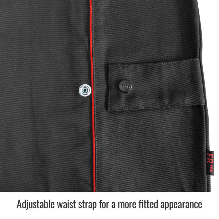 Black Stallion BSX Contoured FR Cotton Welding Jacket, Black with Red Flames, BX9C