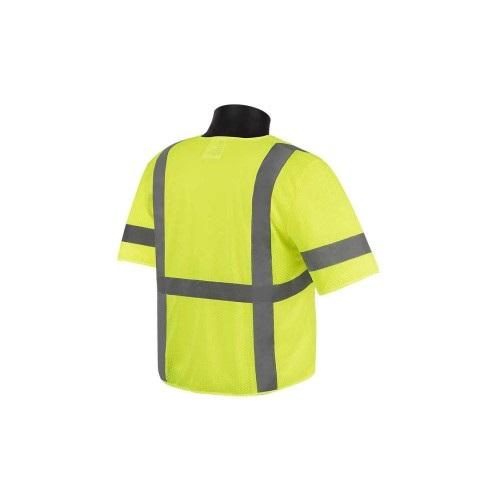 Hi-Vis Lime Class 3 Safety Vest with Sleeves, Mesh with Silver Stripes and Multi-Pockets