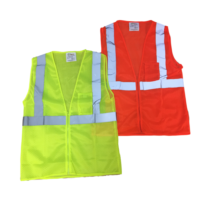 Hi-Vis Class 2 Safety Vest, Mesh with Silver Stripes