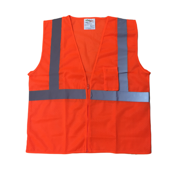 Hi-Vis Class 2 Safety Vest, Mesh with Silver Stripes