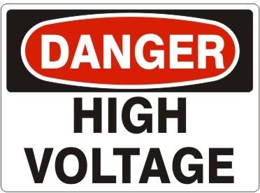 "DANGER HIGH VOLTAGE" - Safety Sign, Adhesive Vinyl, 7"x10"