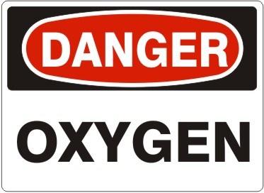 "DANGER OXYGEN" - Safety Sign, Rigid Plastic, 10"x14"