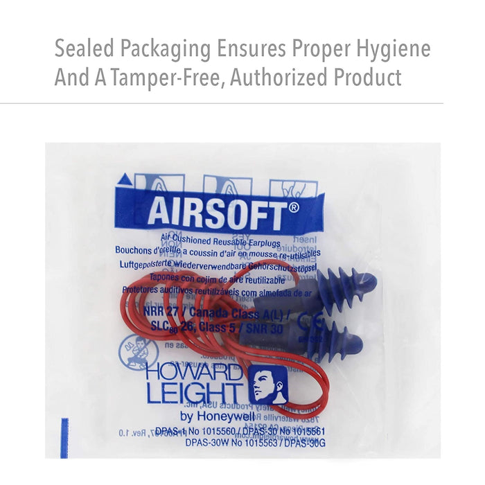 Howard Leight Airsoft DPAS-30R Reusable Flanged Earplugs with Red Polycord, NRR (Noise Reduction Rating) 27 Decibels / 1 Pair