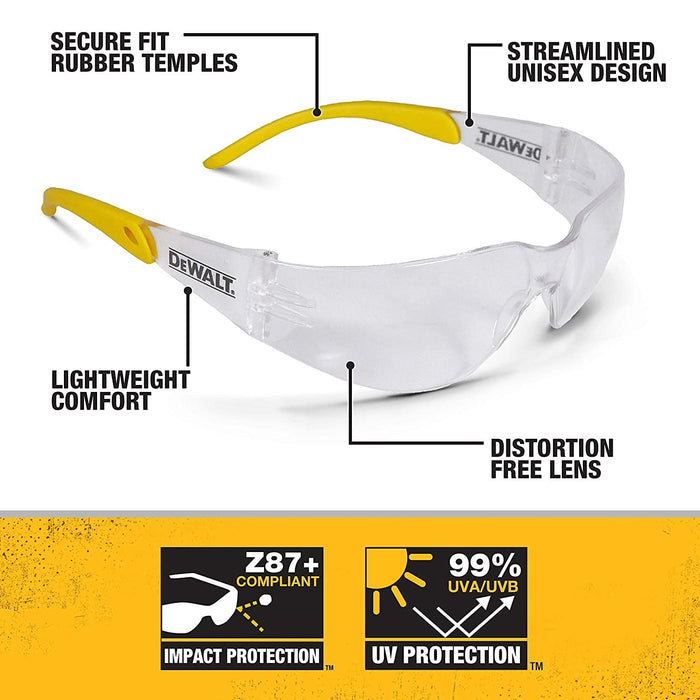 Dewalt DPG54-11D Protector Clear Anti-Fog High Performance Lightweight Protective Safety Glasses with Wraparound Frame