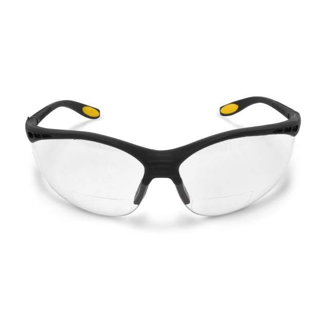 Dewalt DPG59 Reinforcer RX Bifocal, Clear Lens High Performance Safety Glasses with Rubber Temples and Protective Eyeglass Sleeve