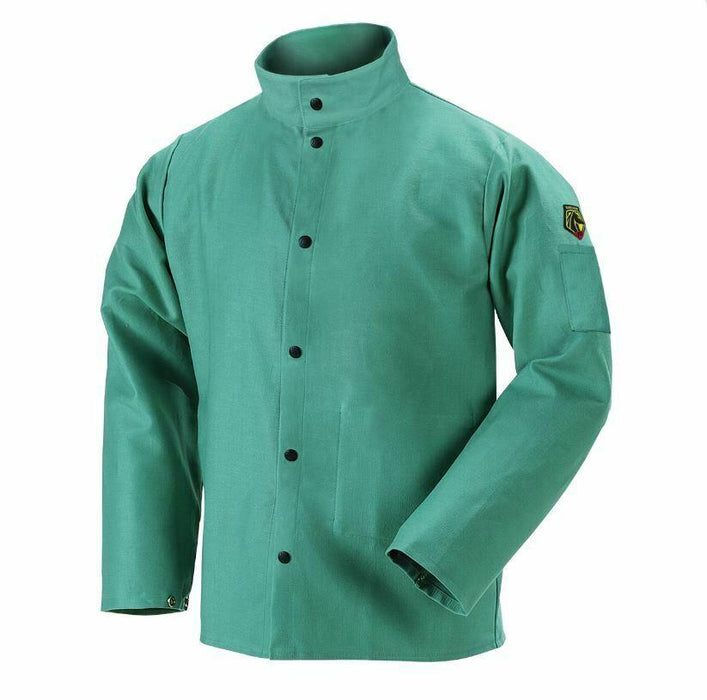 Black Stallion TruGuard 200 FR Cotton Welding Jacket, Green, 30" Length