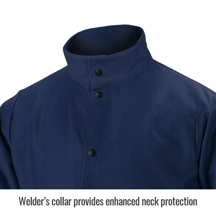 Black Stallion TruGuard 200 FR Cotton Welding Jacket, Navy Blue, 30" Length, FN9-30C