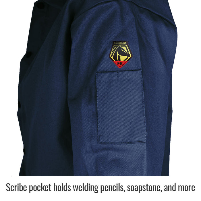 Black Stallion TruGuard 200 FR Cotton Welding Jacket, Navy Blue, 30" Length, FN9-30C