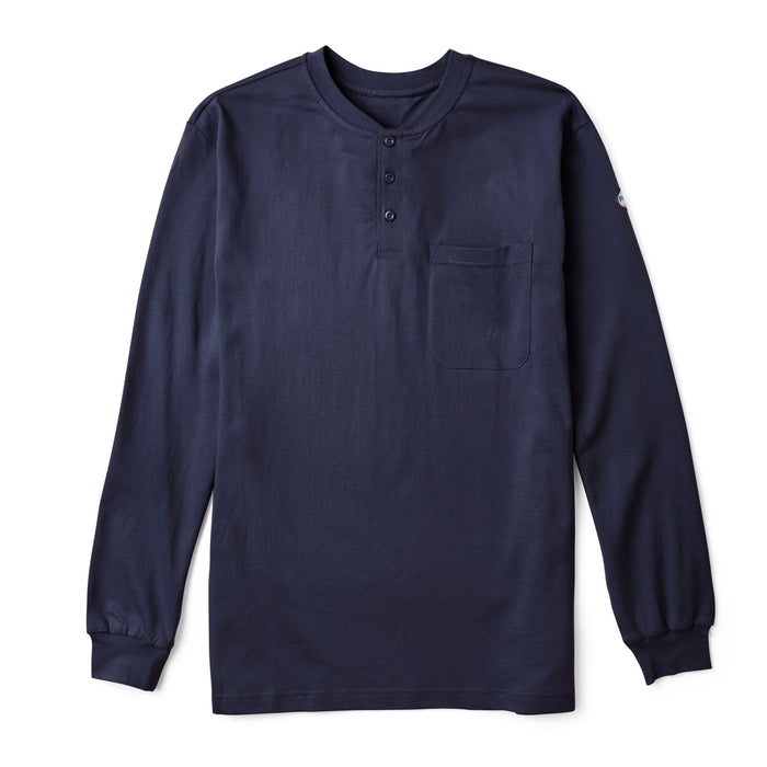 6oz 100% Knit Cotton FR Henley T-Shirt, Navy Blue