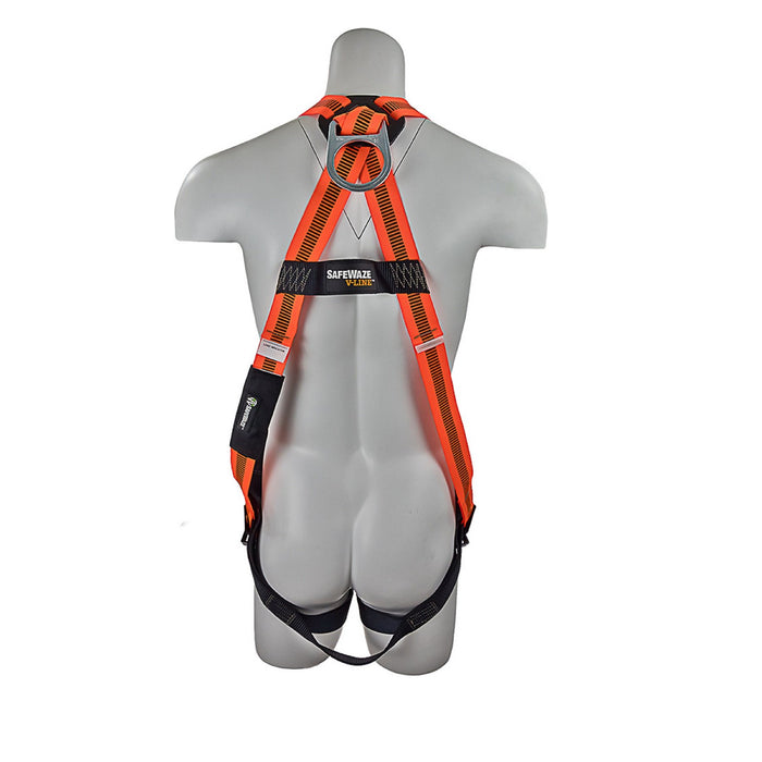 Safewaze FS99185-E V-Line Ecomomy Harness with Single D-Ring and Grommet Leg Straps, Universal Fit