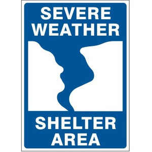 "SEVERE WEATHER SHELTER AREA" TORNADO PIC - Aluminum Safety Sign, 14"x10"