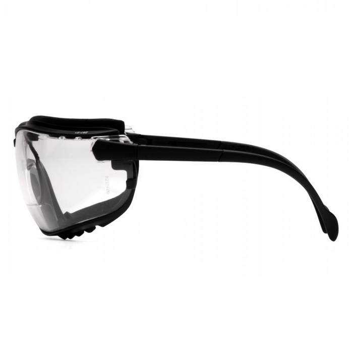 Pyramex V2G Reader Hybrid Safety Glasses/Goggle with Clear Lens Bifocals and Interchangable Temples, Head-Strap and H2X Anti-Fog Coating