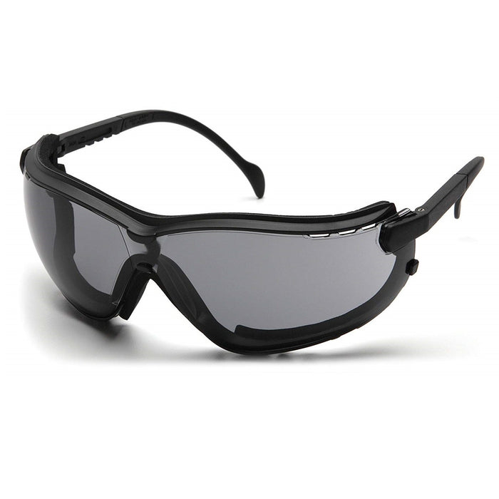 Pyramex V2G Hybrid Safety Glasses/Goggle with Interchangable Temples and Head-Strap, H2X Anti-Fog Coating (1 Pair)