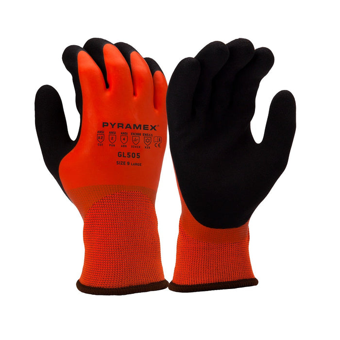 Pyramex Sandy Latex Coated Cut Resistant Work Gloves with Insulated Winter Liner, GL505 (1 Pair)