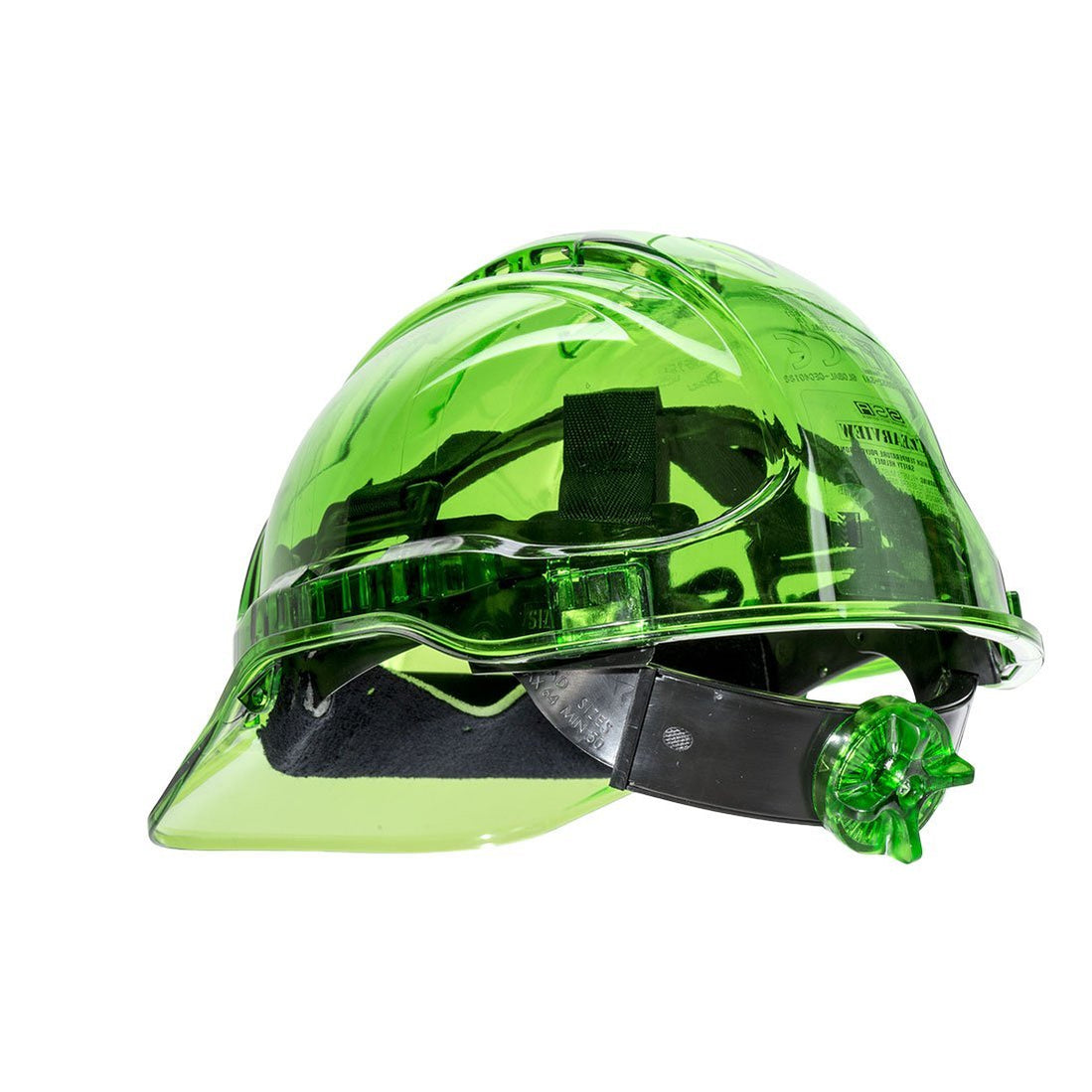 Portwest PV60 Peak View Vented Hard Hat with 6 Point Ratchet in Transl