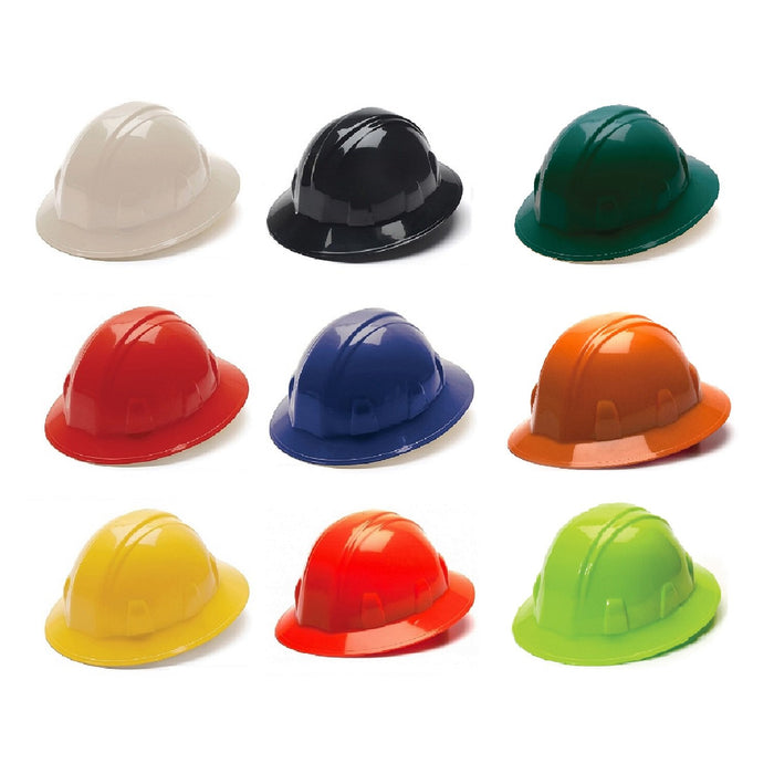 Pyramex SL Series Hard Hat, Full Brim, 4 Point Ratchet Suspension