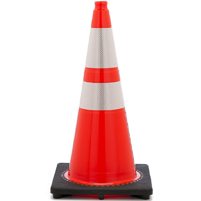 28 Inch Traffic Cone with Two Reflective Collars, Orange
