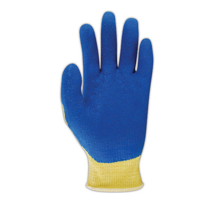 Showa Atlas KV300 ANSI A3 Kevlar Cut Resistant, Palm-Dipped Rubber Coated Work Gloves, Blue/Yellow