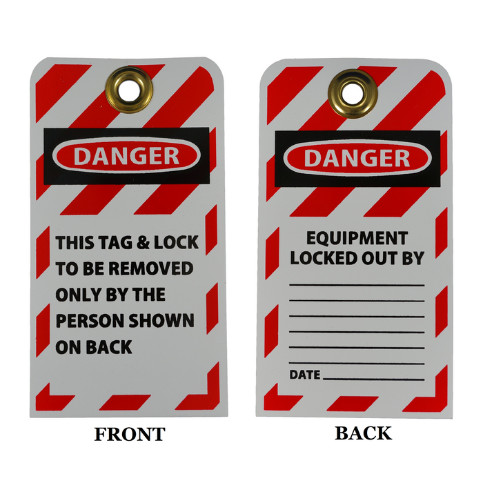 "Danger This Tag & Lock to be Removed Only by the Person Shown on Back" 6"x3" Lockout Tag with Brass Grommet, 25 Pack