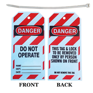 "Danger Do Not Operate" 6"x3" Lockout Tag with Nylon Tie included, Pack of 25