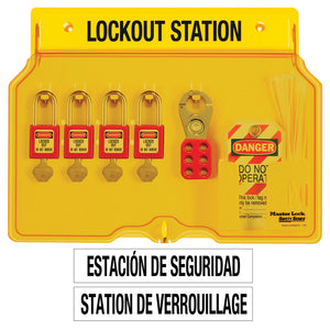 Master Lock 1482BP410 4-Lock Covered Station with 410RED Zenex Thermoplastic Padlocks