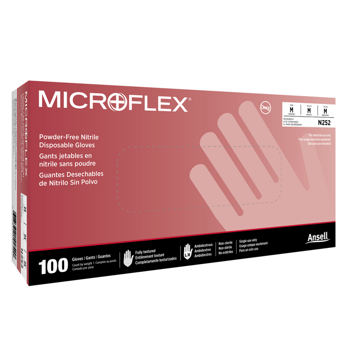 MicroFlex N25 Blue Nitrile Dispoable Work Gloves 4.7 MIL Thickness, Industrial/Food Grade 100/Box