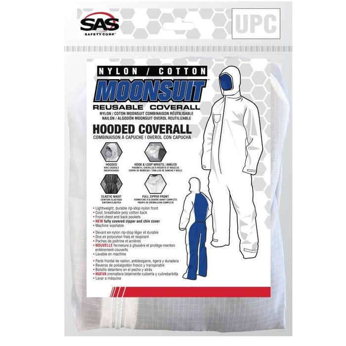 SAS Moonsuit Nylon / Cotton Reusable Coverall, Hooded with Elastic Waist & Full Zipper, 1 Each