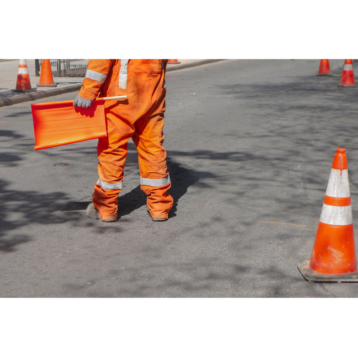 Orange Vinyl Warning Flag, 24 x 24, with 36" Dowel