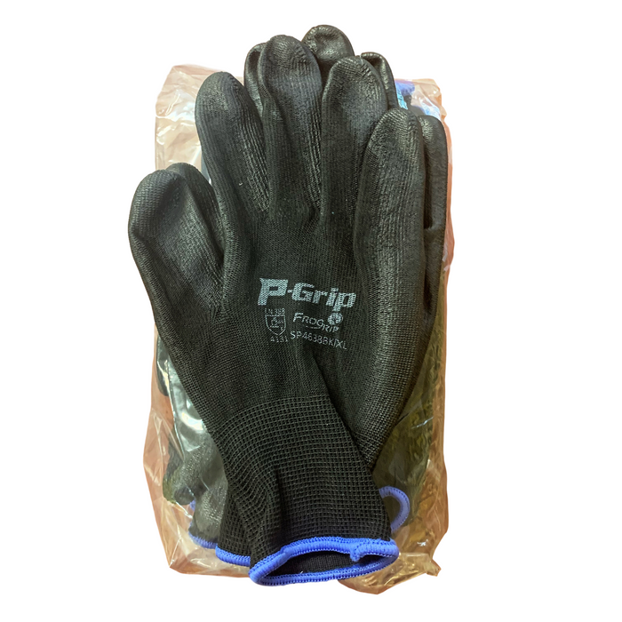 p protect handschuhe P-Grip Ultra-Thin Polyurethane Coated Glove, Black/Black
