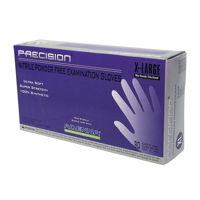 Adenna PRECISION Nitrile Powder Free Exam Gloves, 4 MIL, Blue-Violet (100 Gloves per Box)