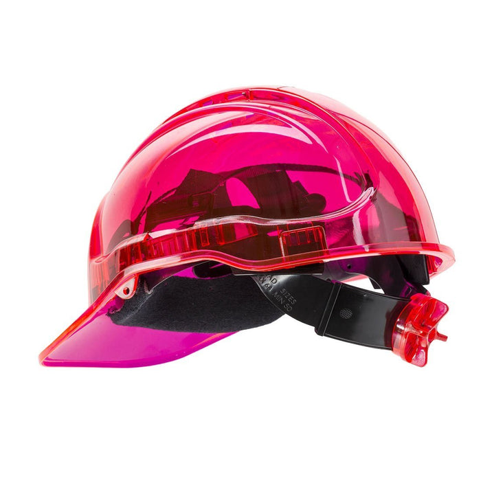 Portwest PV60 Peak View Vented Hard Hat with 6 Point Ratchet in Translucent Hi Vis Colors ANSI/ISEA Z89.1 TYPE II (Class C)